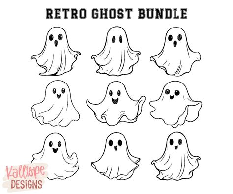 Retro Ghost Svg Bundle Halloween Svg Bundle Cute Ghost Svgs T Shirt