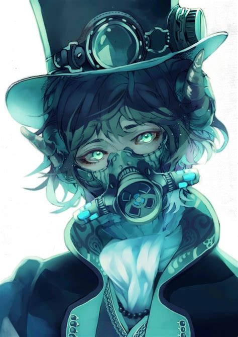 Cyan Gas Mask Anime Boys Picture 184753