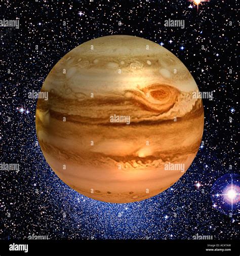 Planeta Júpiter Se Compone En El Cielo Nocturno De Estrellas Como Se Ve
