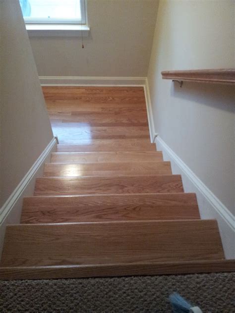 Wooden Stairs Carpet Landing Floor Installation Photos Red Oak