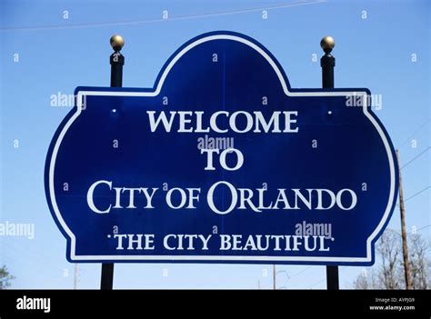 Welcome To Orlando Road Sign Stock Photo Alamy