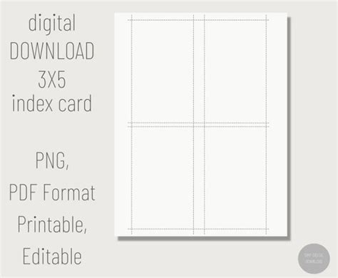 Printable 3x5 Index Card Digital Index Card Printable Note Etsy