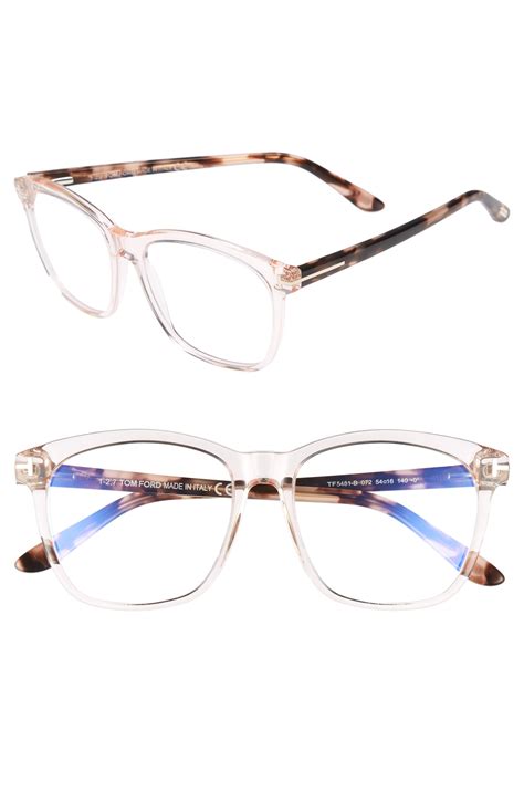 Womens Tom Ford 54mm Blue Block Optical Glasses Shiny Pink Vintage Havana Latest Sunglasses