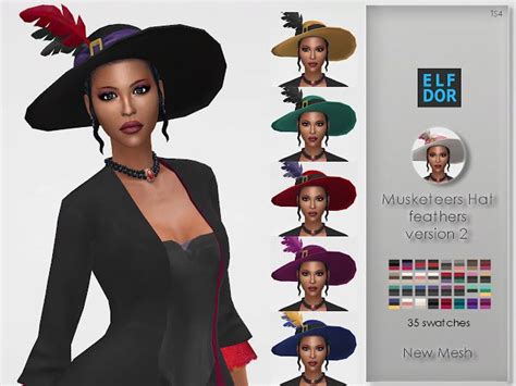 Lady Musketeer Hat With Feathers V2 Lady Sims 4 Sims