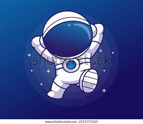 Happy Astronaut Jumping Cartoon Vector Icon Stock Vector Royalty Free