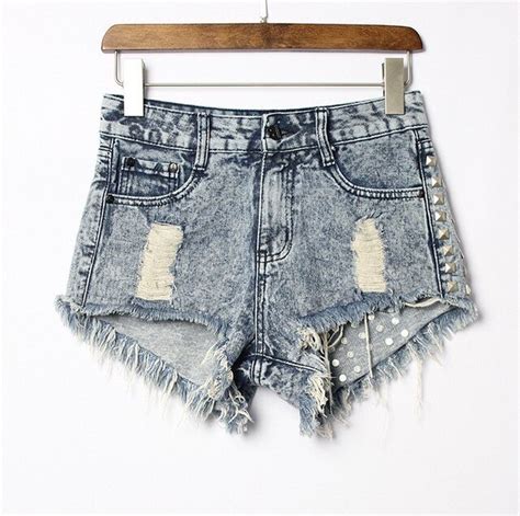 2017 Womens Fashion Brand Vintage Tassel Rivet Ripped Loose High Waisted Short Jeans Punk Sexy