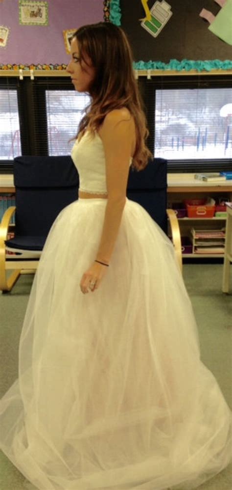 Full Length Ivory Tulle Wedding Skirt With Dusty Rose Taffeta Etsy