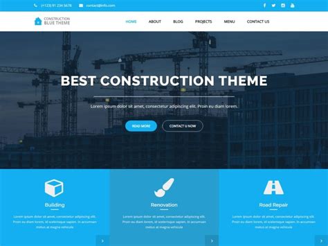 Free Blue Construction Wordpress Theme Download And Review