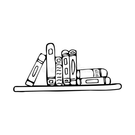 Books On The Bookshelf Doodle Symbol Of Education For Library Or