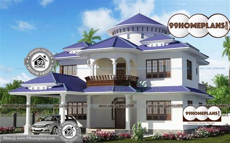 Veedu Plans At Kerala Model With Exclusive Traditional Two Story Homes