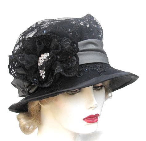 Womens Hat Vintage Style Edwardian Victorian Mourning