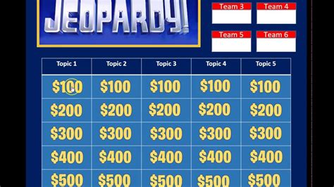 Jeopardy Template Keep Score Up To 6 Teams Youtube