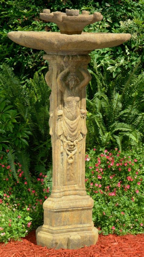 Three Graces Birdbath with Lily Top - Unique Stone | Antique & Garden Reproductions | Bird bath