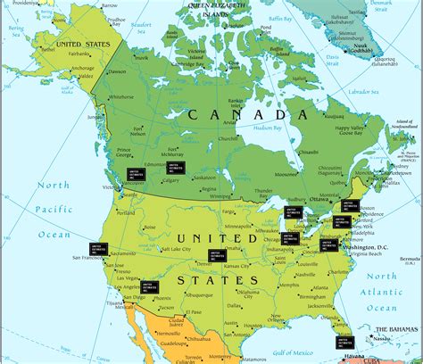 Large Scale Political Map Of North America With Major