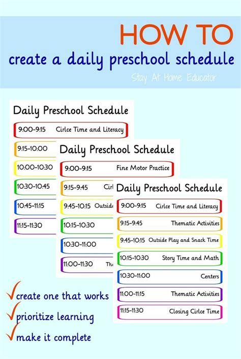 How To Create A Daily Preschool Schedule Sample Preschool Schedules