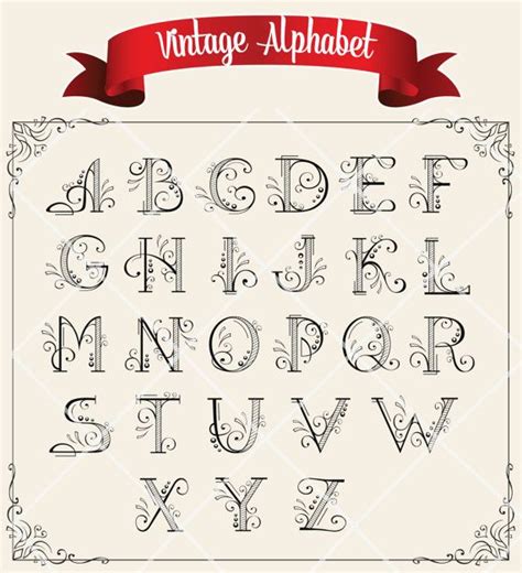 Vintage Handwritten Wedding Digital Alphabet Printable Alpha Letters