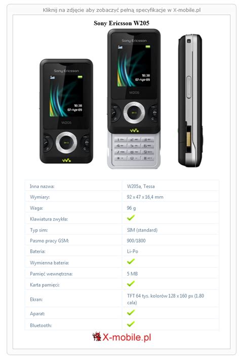 Sony Ericsson W205 Galeria Telefonu X Mobilepl W205a Tessa Slider