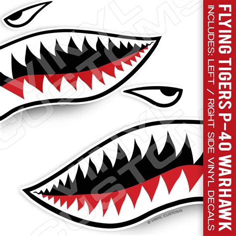 Buy Flying Tigers Shark Mouth Teeth Vinyl Decal Sticker Online At