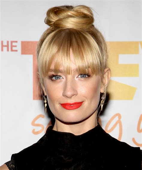Beth Behrs Long Straight Light Golden Blonde Updo Hairstyle