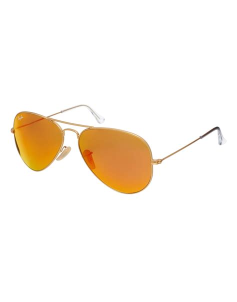 Ray Ban Flash Lens Aviator Sunglasses In Gold For Men Lyst