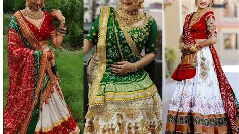 Latest Gujarati Bridal Bandhani Lehenga Design Bridal Look Ideas Youtube