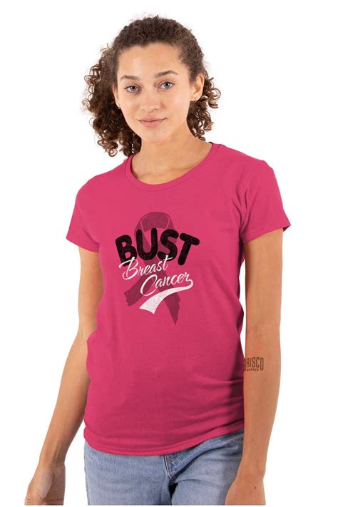 bust breast cancer pink ribbon bca women s t shirt ladies tee brisco brands l