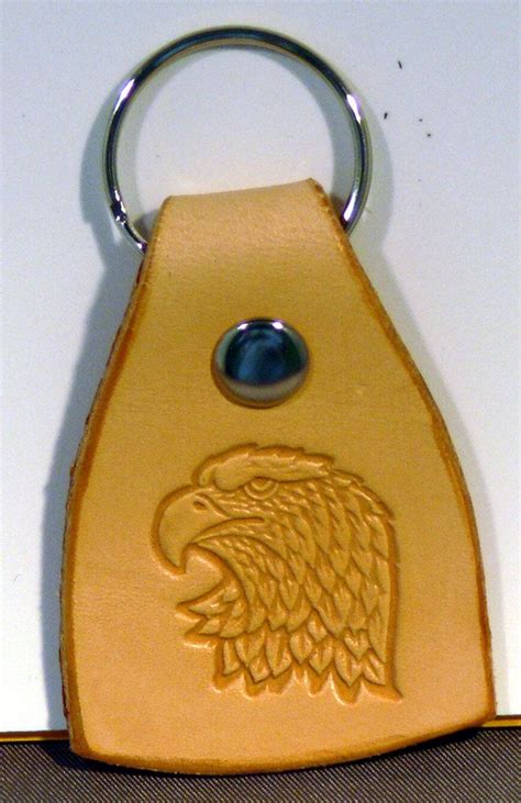Handmade Leather Key Fob With An Eagles Head Motif Leather Key Fobs
