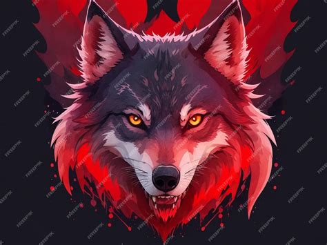 Premium Ai Image Brutal Evil Wolf Portrait Glowing Wolf Eyes Red
