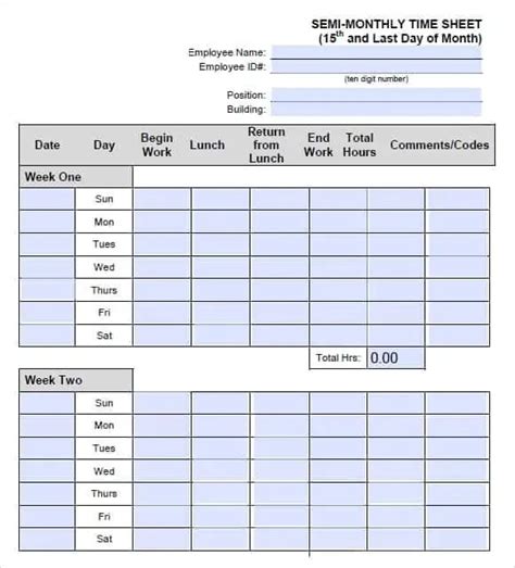 8 Best Printable Monthly Time Sheets Printableecom