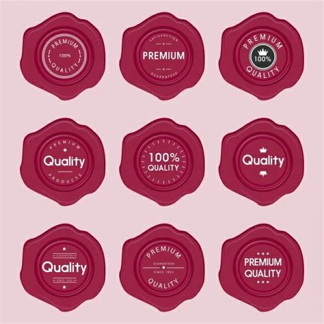 Quality Promotion Seals Collection Red Circles Design Vectors Graphic