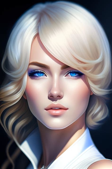 Lexica Portrait Of An Anime Character With Blond Hair Blue Eyes A White Dress Hyper Realistic