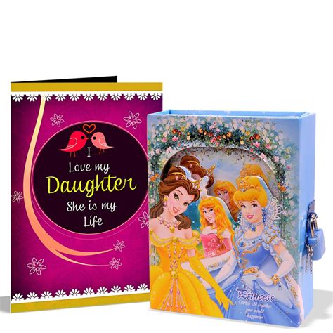 I Love My Daughter She Is My Life Lock Diary And Greeting Card Hamper Office Products