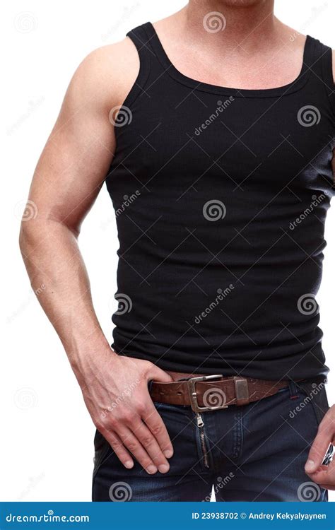 Caucasian Male Torso And Arms On Jeans Stock Photo Image Of Adult