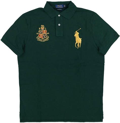 New Polo Ralph Lauren Mens Green Crest Custom Fit Big Pony Polo Shirt