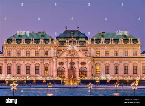 Christmas Lights Upper Belvedere Palace Vienna Austria Stock Photo