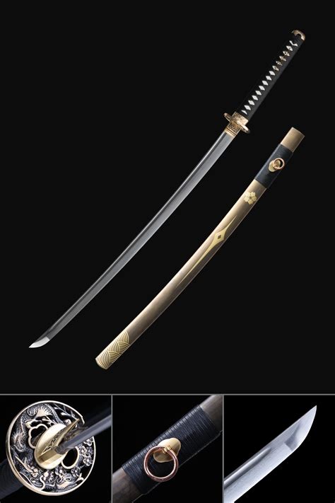 Damas Katana épée Katana Japonaise Faite à La Main En Acier Damas Avec