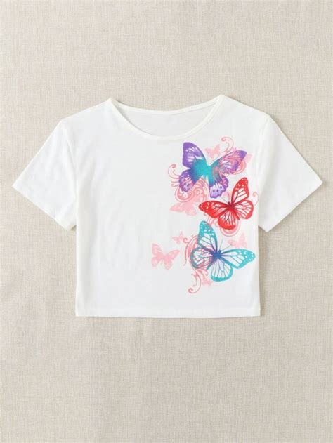 Butterfly Print Tee Romwe Fun Fashion Trends Shopping Outfit Girl