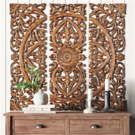 3 Piece Wood Panel Wall Décor Set And Reviews Birch Lane Carved Wood