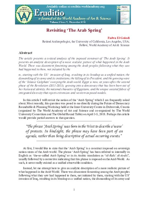 Pdf Revisiting The Arab Spring Reprint Fadwa El Guindi