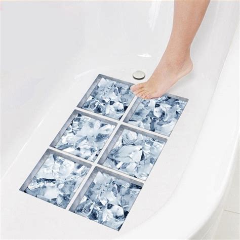 Funlife Anti Slip Bathtub Sticker3d Ice Cubes Self Adhesive Tub Decalswaterproof Bath Mats