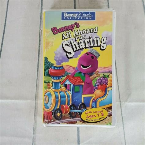 Barney Barneys All Aboard For Sharing Vhs 1996 Vintage Dinosaur