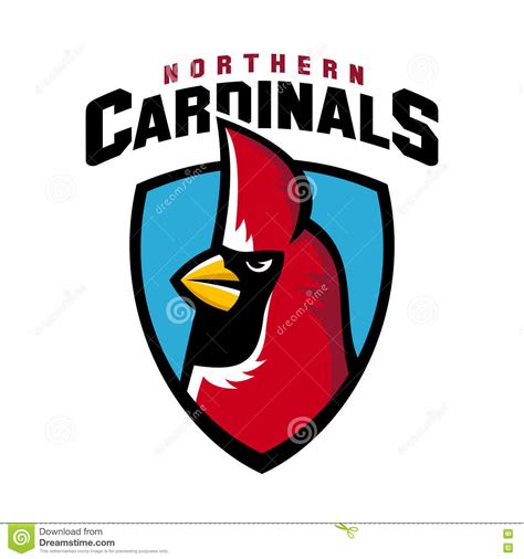 Northern Cardinal Sport Logo Angry Bird Team Shield Mascot Stock