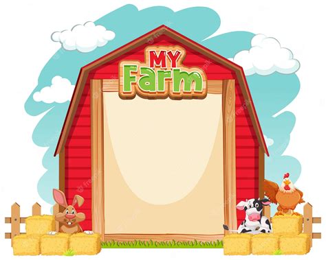 Premium Vector Border Template With Barn And Tractor On The Farm
