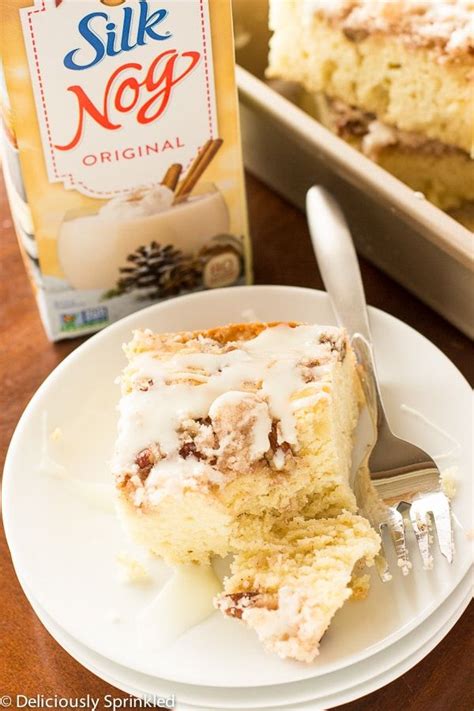 For the cake, mix the butter, granulated sugar, and light brown sugar in the bowl of your stand mixer fitted with the paddle attachment on medium speed for 2 minutes until light and fluffy. Eggnog Coffee Cake-11 | Coffee cake, Eggnog coffee