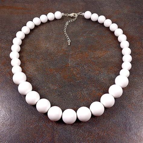 White Beaded Necklace Statement Necklace Chunky Necklace