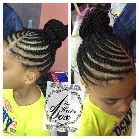 Braids and buns and bows, oh my! African Straight Up Hairstyle For Kids - Feed in braids | Natural hair styles, African braids ...