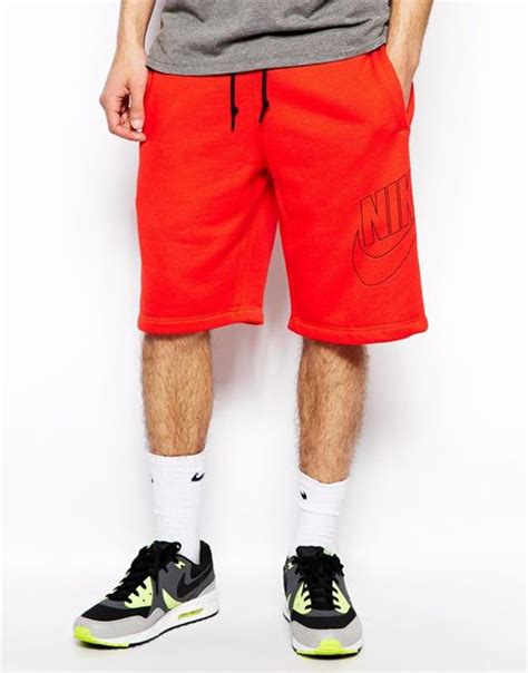 Nike Aw77 Sweat Shorts With Large Logo In Red For Men Lyst