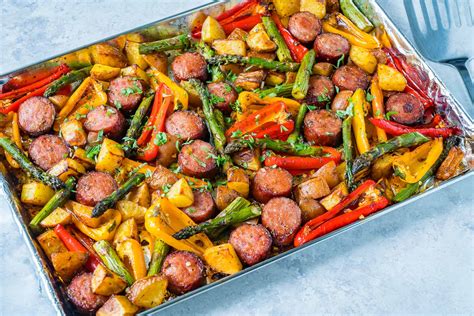 One Pan Honey Garlic Sausage Veggies For Dinner In A Hurry Clean