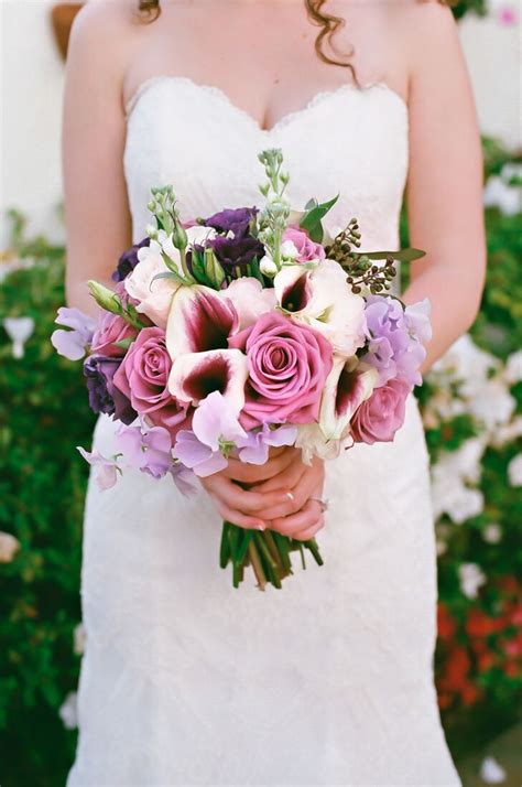 Purple Bridal Bouquet With Picasso Calla Lilies
