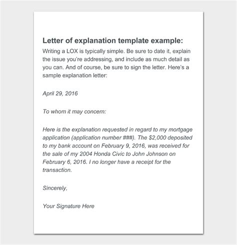 Letter Of Explanation Word Template Pdf Template